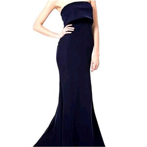 Jarlo ~Woman Size 8~ Navy Strapless Back Zip Dress w/Corset High/Low Hem NWT $99